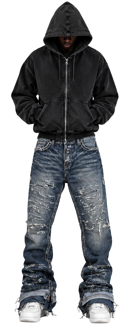 TZUL Distressed Stacked Jeans (Blue)