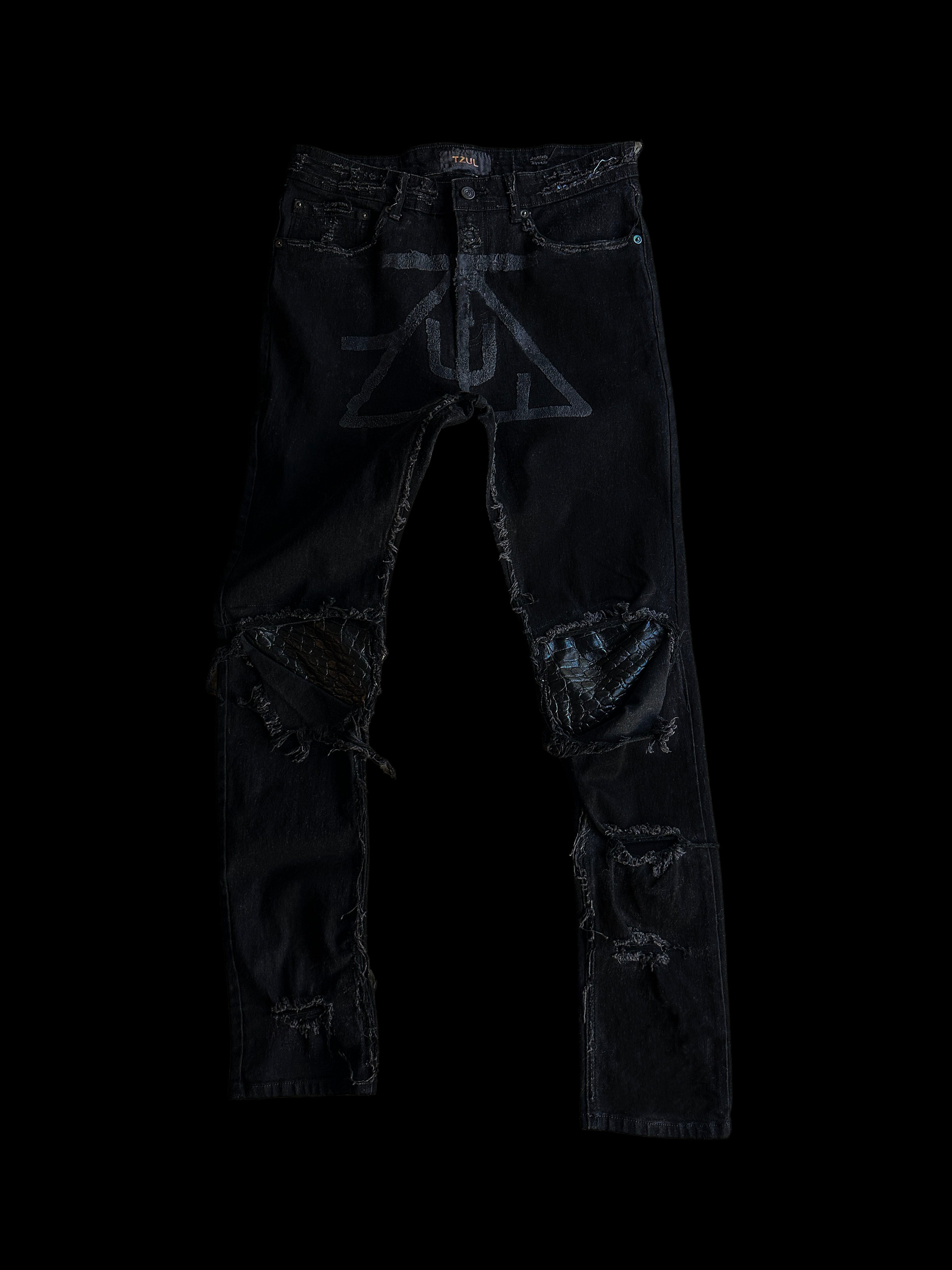 TZUL Snake Skin Leather Jeans
