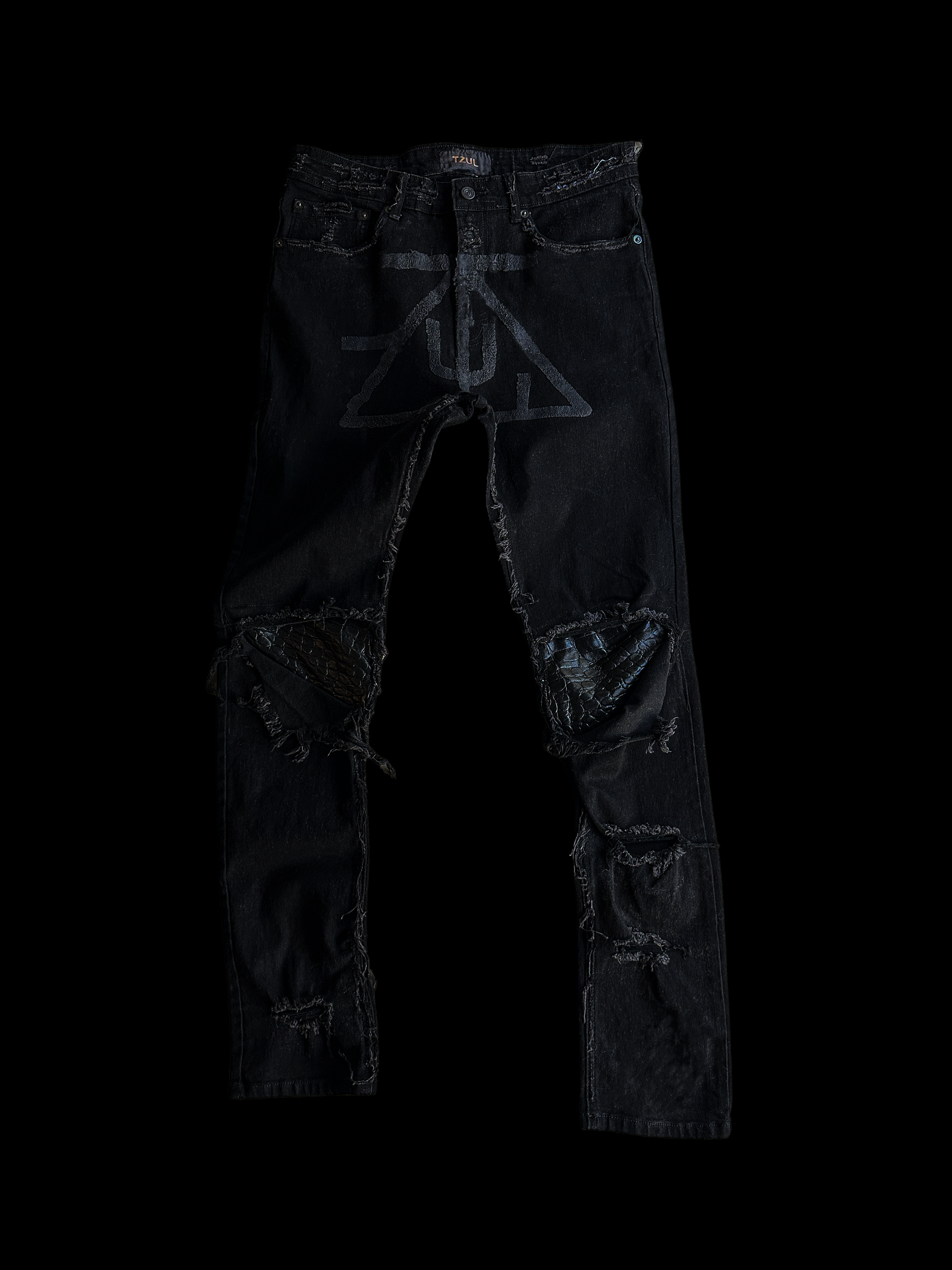 TZUL Snake Skin Leather Jeans