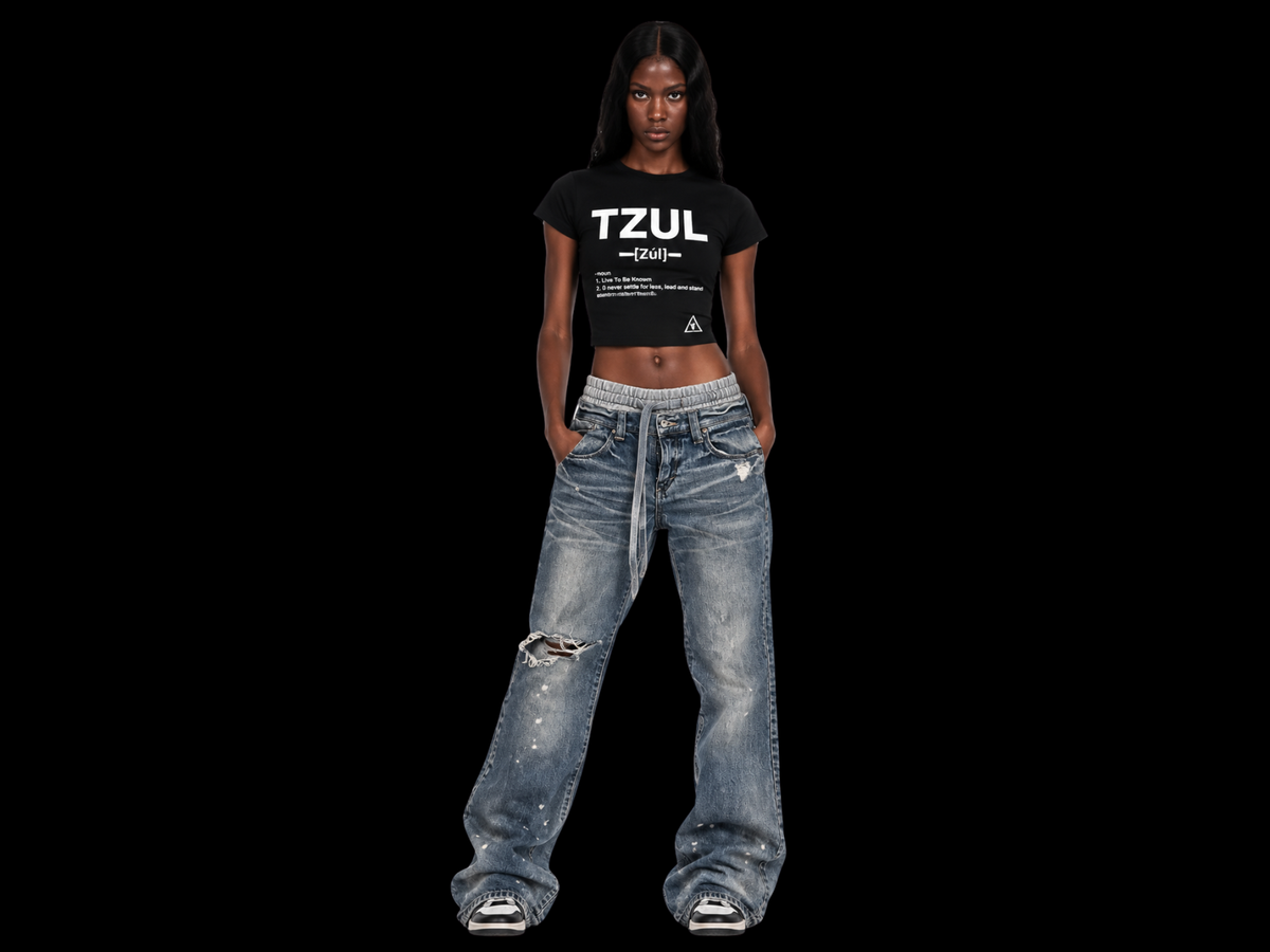 TZUL Double Waist Distressed Denim