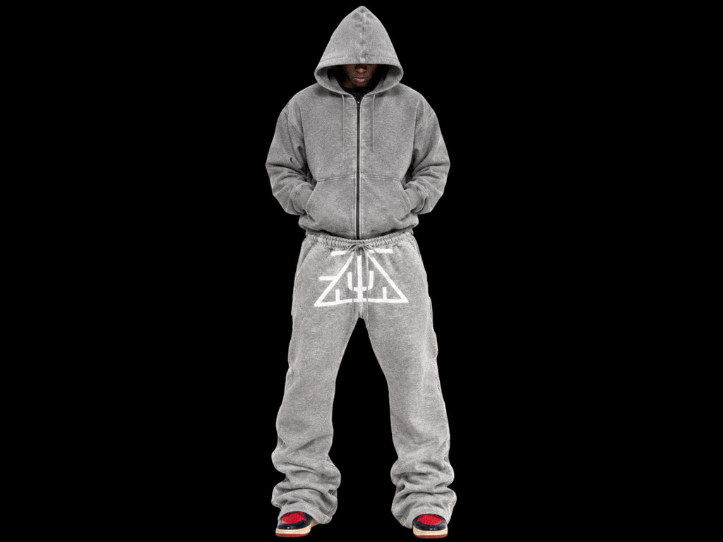 TZUL Scissorhand Stacked Zip Sweatpants (Grey)