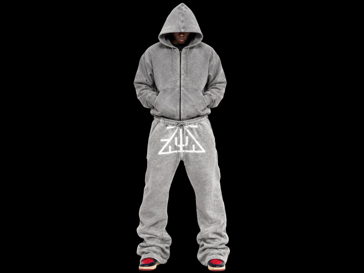 TZUL Scissorhand Stacked Zip Sweatpants (Grey)