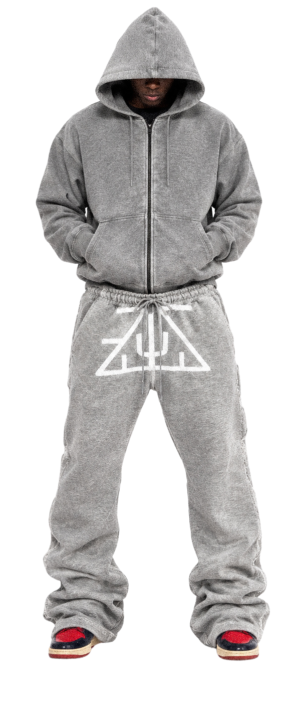 TZUL Scissorhand Stacked Zip Sweatpants (Grey)